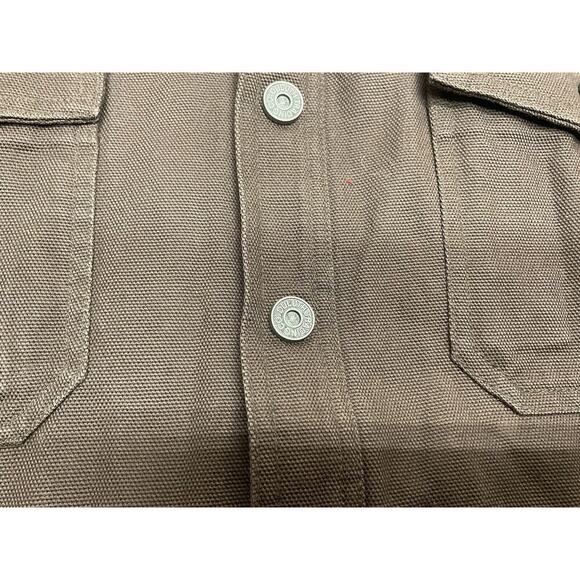 Duluth Trading Men's L Tall Brown Fleece Lined Heavy Canvas Shirt Jacket Snap - Picture 5 of 11